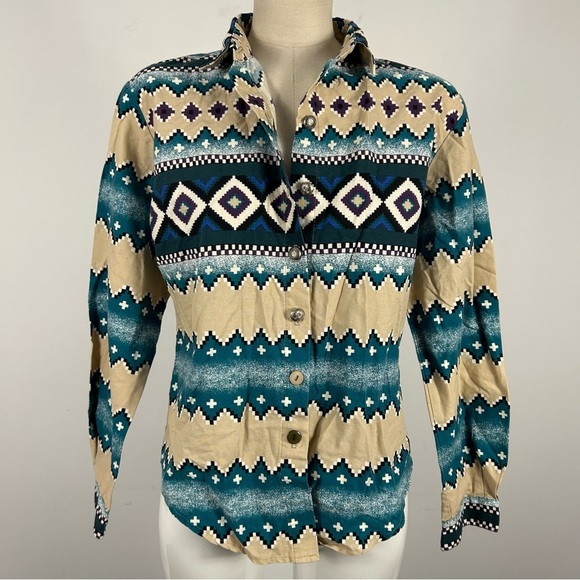 ❤️ ROUGHRIDER Geometric Patterned Button-Up Shirt S - Picture 3 of 15